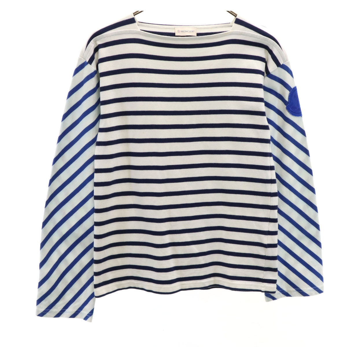 MONCLER モンクレール イタリア製 ボーダー柄 長袖 バスクシャツ XS ホワイト メンズ