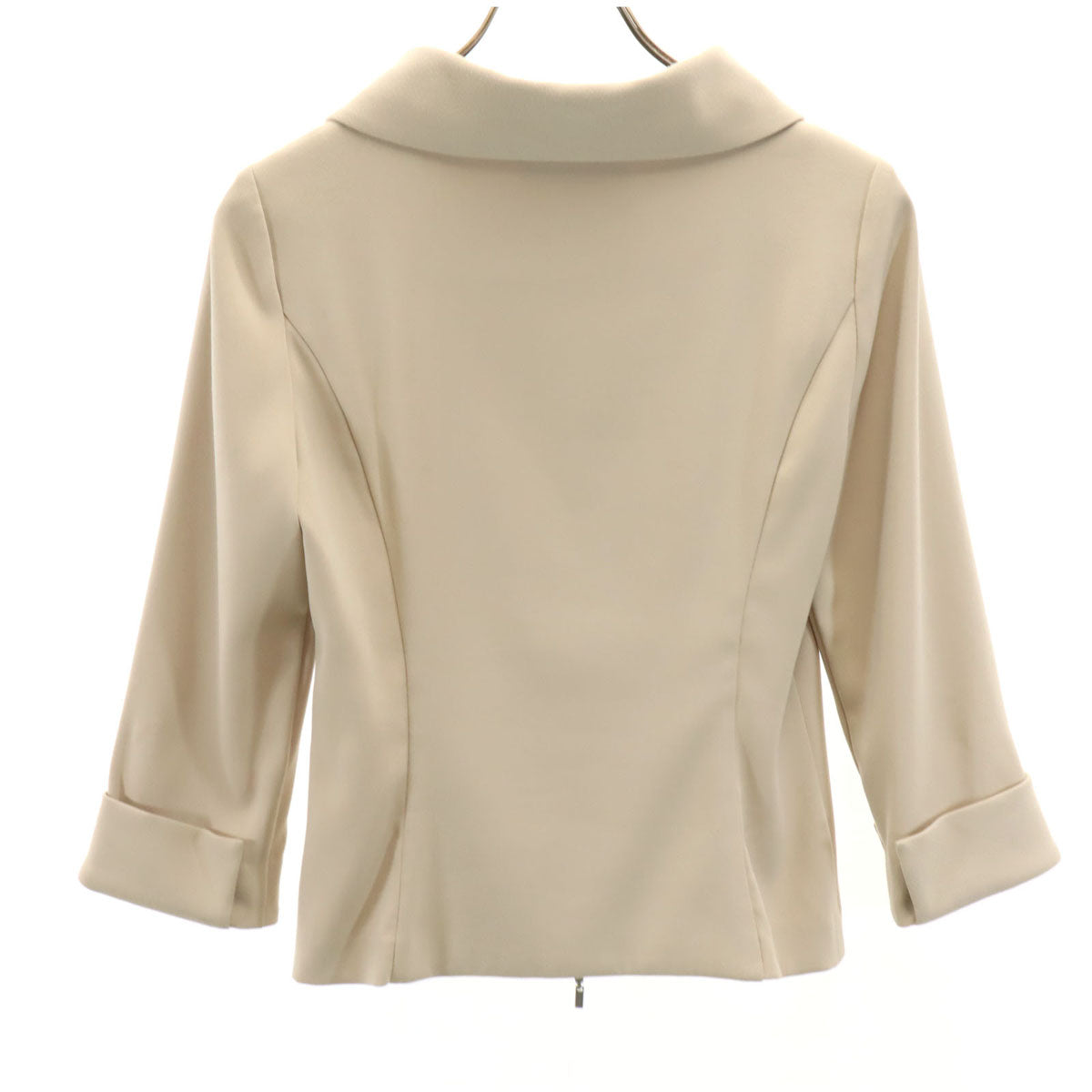 FOXEY NEW YORK フォクシーニューヨーク 日本製 7分袖 ジャケット 40 ベージュ ストレッチ レディース