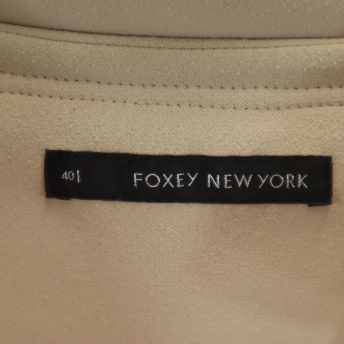 FOXEY NEW YORK フォクシーニューヨーク 日本製 7分袖 ジャケット 40 ベージュ ストレッチ レディース