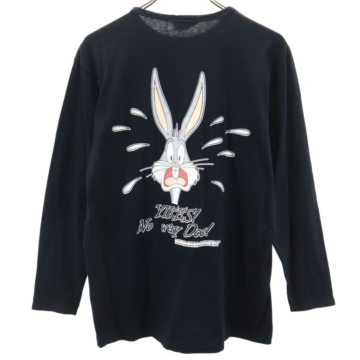 LOONEY TUNES ルーニーテューンズ 日本製 バックスバニー 長袖 Tシャツ ブラック ロンT ワーナーブラザーズ メンズ