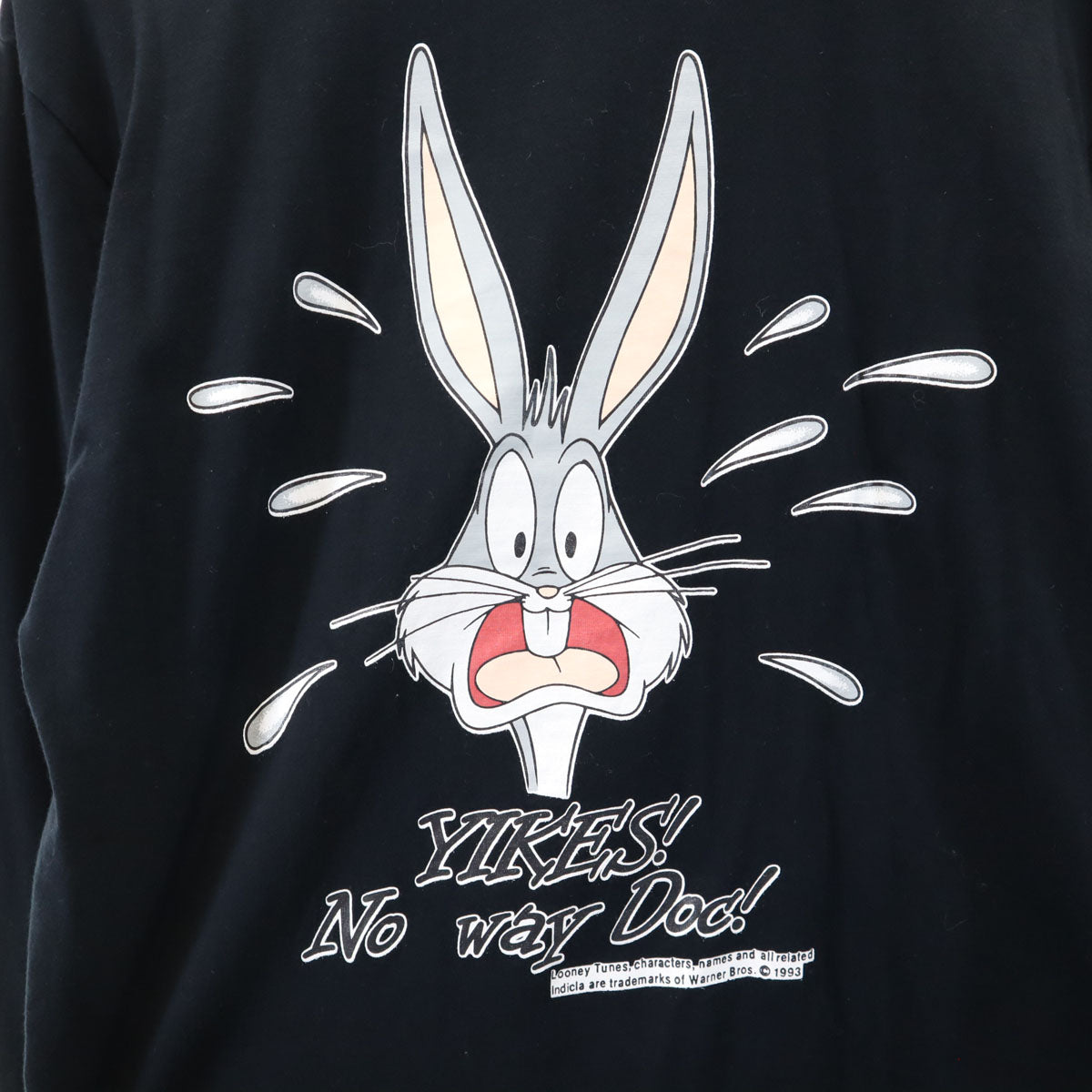 LOONEY TUNES ルーニーテューンズ 日本製 バックスバニー 長袖 Tシャツ ブラック ロンT ワーナーブラザーズ メンズ