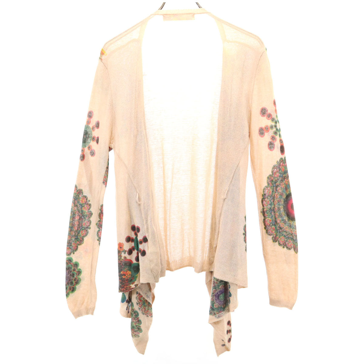 Desigual デジグアル 総柄 長袖 カーディガン M ベージュ レディース