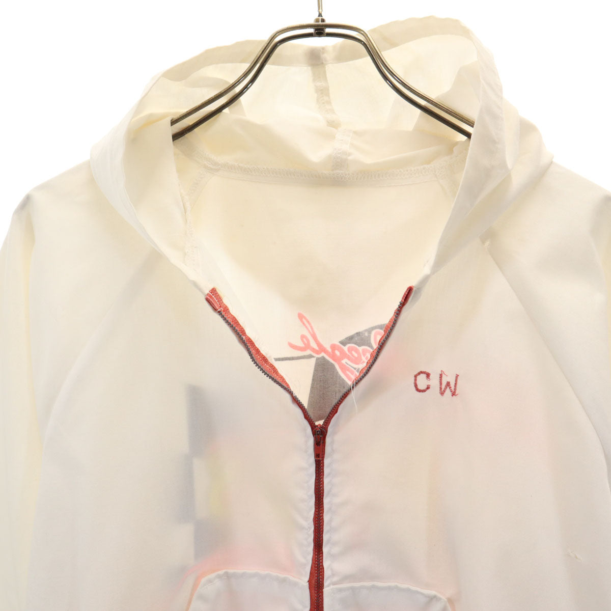 OLD オールド 90s サンダーバード レーシング バックプリント ジップアップ フーデット ジャケット ホワイト レディース