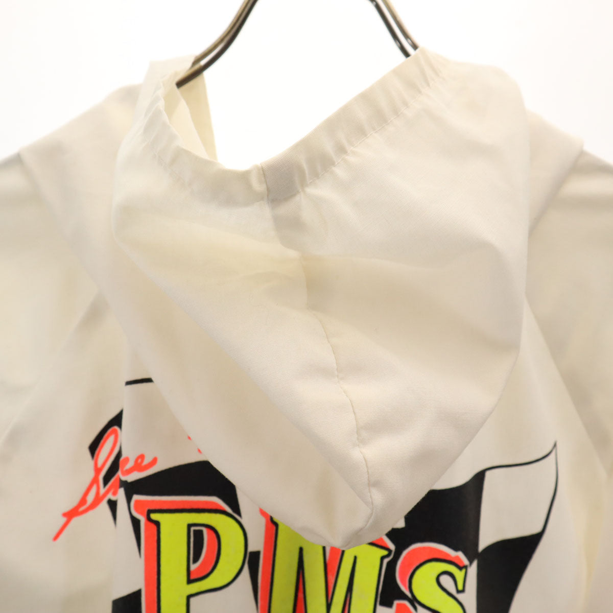 OLD オールド 90s サンダーバード レーシング バックプリント ジップアップ フーデット ジャケット ホワイト レディース