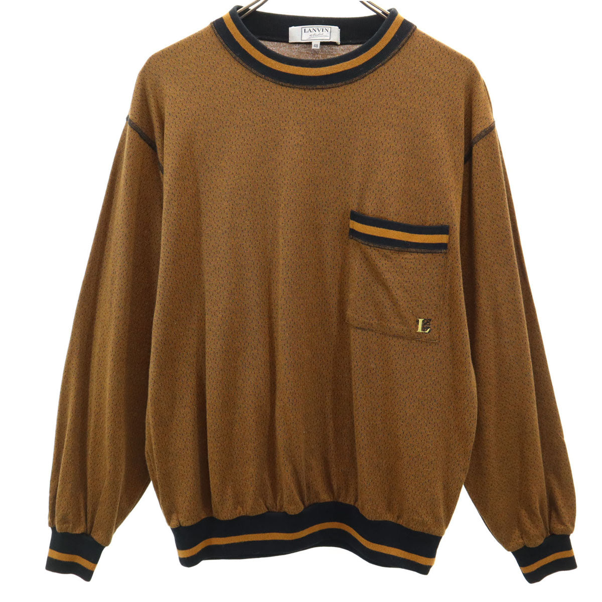 LANVIN STUDIO ランバンスタジオ 90s オールド 長袖 Tシャツ 48 ブラウン ロンT メンズ