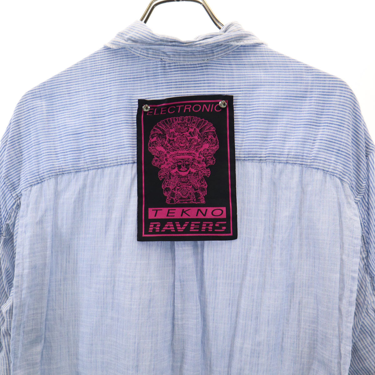 DIESEL ディーゼル テクノレイバース ストライプ柄 長袖 切りっぱなし ブラウス XS ライトブルー TEKNO RAVERS レディース