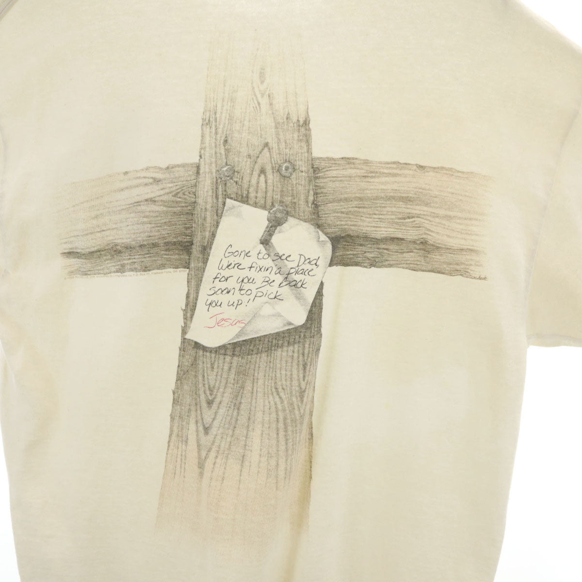 DELTA デルタ 90s オールド 十字架 半袖 ジーザス Tシャツ L アイボリー JESUS メンズ