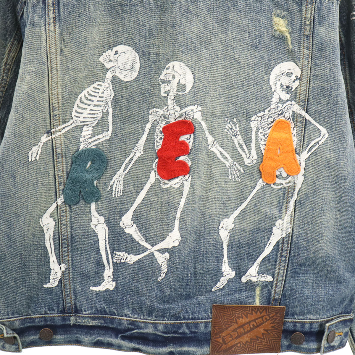 未使用 ICE CREAM アイスクリーム 骸骨 ダメージ加工 デニムジャケット S ブルー 袋付き メンズ