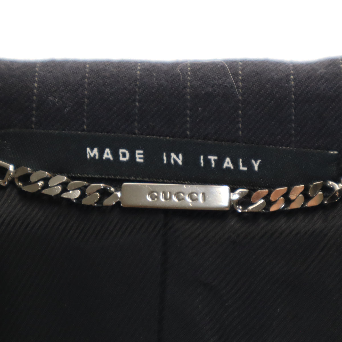 GUCCI グッチ イタリア製 ウールブレンド ストライプ柄 ジャケット 38 ブラック レディース