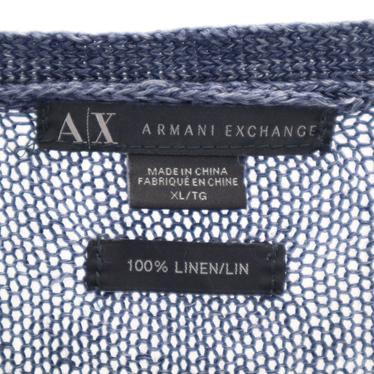 ARMANI EXCHANGE アルマーニエクスチェンジ リネン100％ 長袖 セーター XL ネイビー系 ニット メンズ