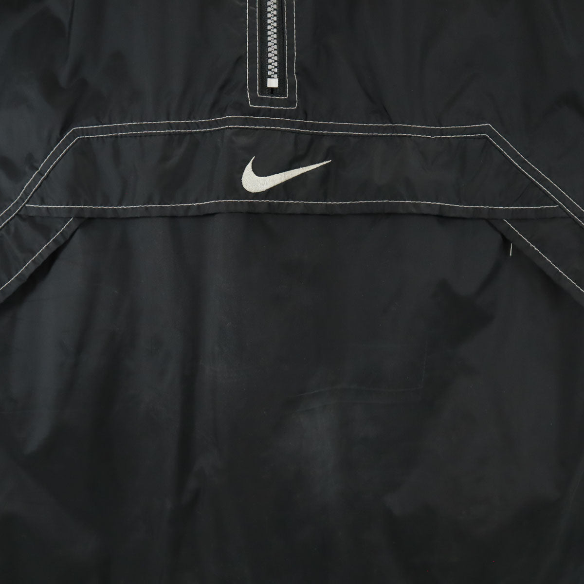 NIKE ナイキ 90s 00s オールド 白タグ 長袖 ワンポイント刺繍 アノラックパーカー M ブラック ポケッタブル スウォッシュ メンズ
