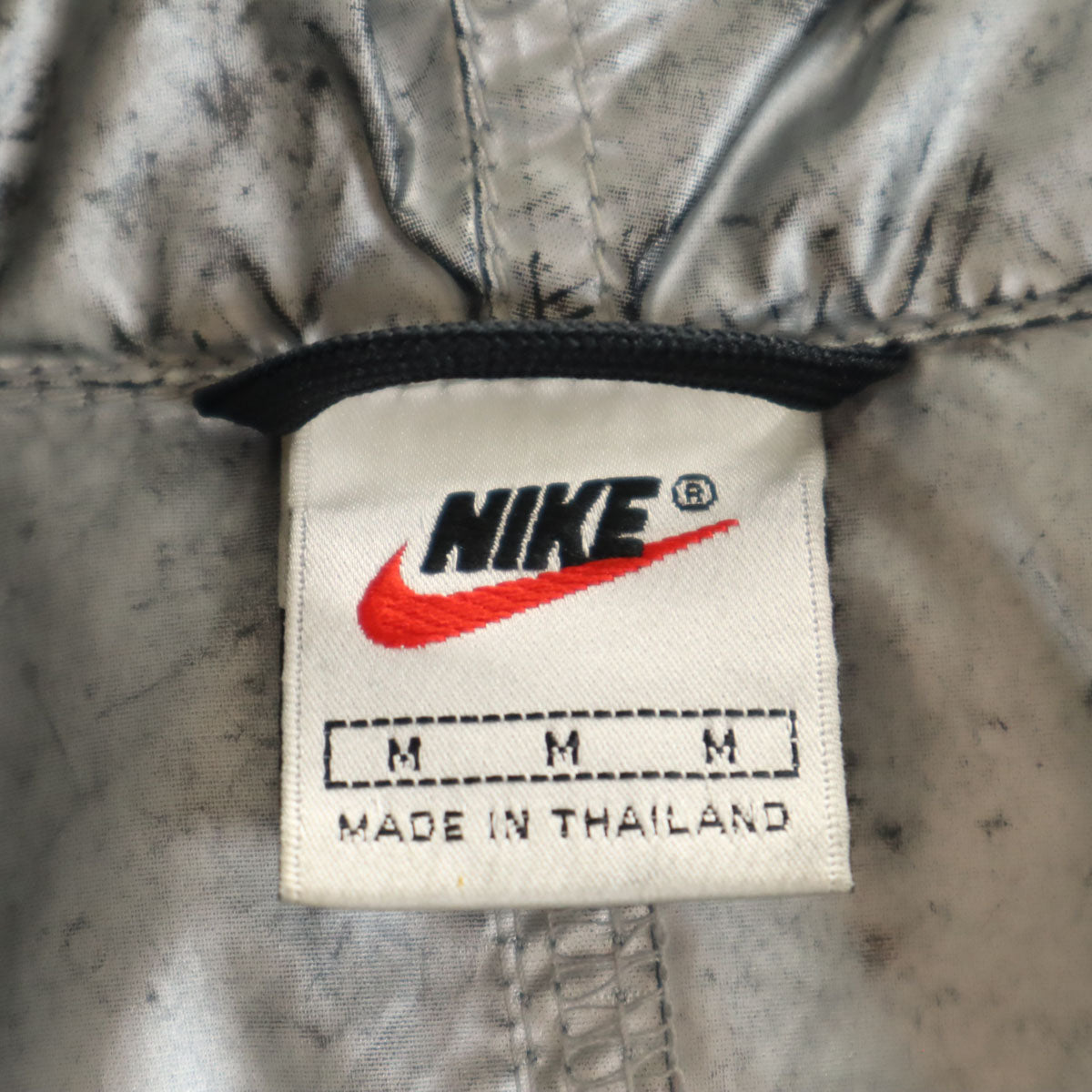 NIKE ナイキ 90s 00s オールド 白タグ 長袖 ワンポイント刺繍 アノラックパーカー M ブラック ポケッタブル スウォッシュ メンズ