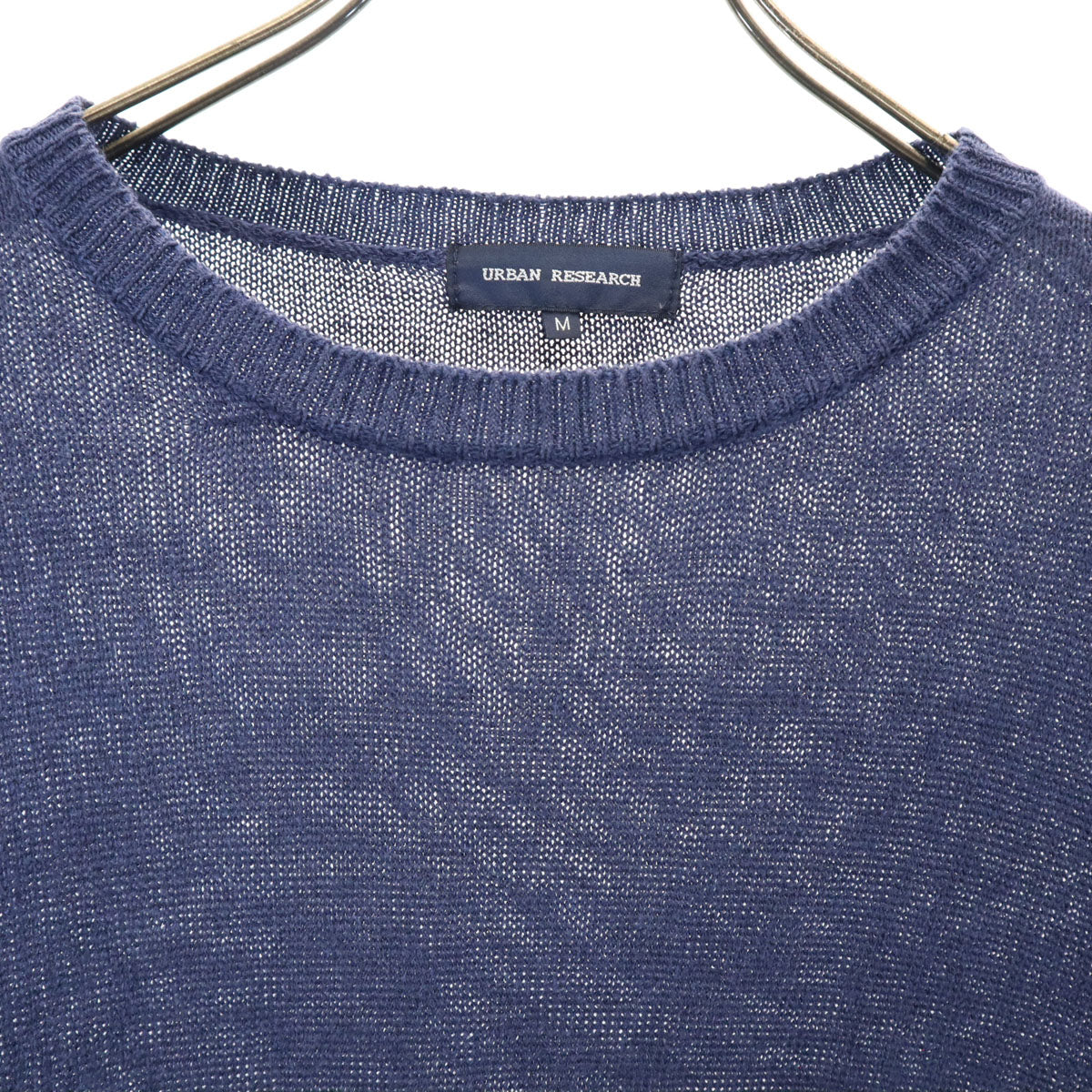 URBAN RESEARCH アーバンリサーチ リネン 7分袖 ニット M ネイビー レディース