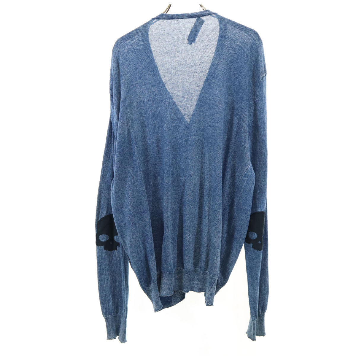 HYDROGEN ハイドロゲン イタリア製 長袖 インディゴ染め Vネック ニットカーディガン L 青紺 メンズ
