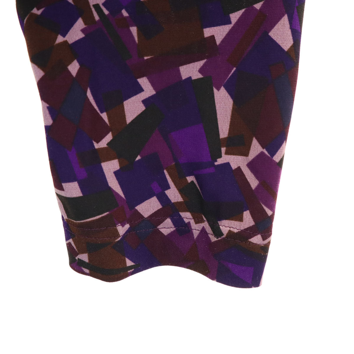 Leilian レリアン 日本製 幾何学柄 長袖 タートルネック カットソー 13 パープル レディース