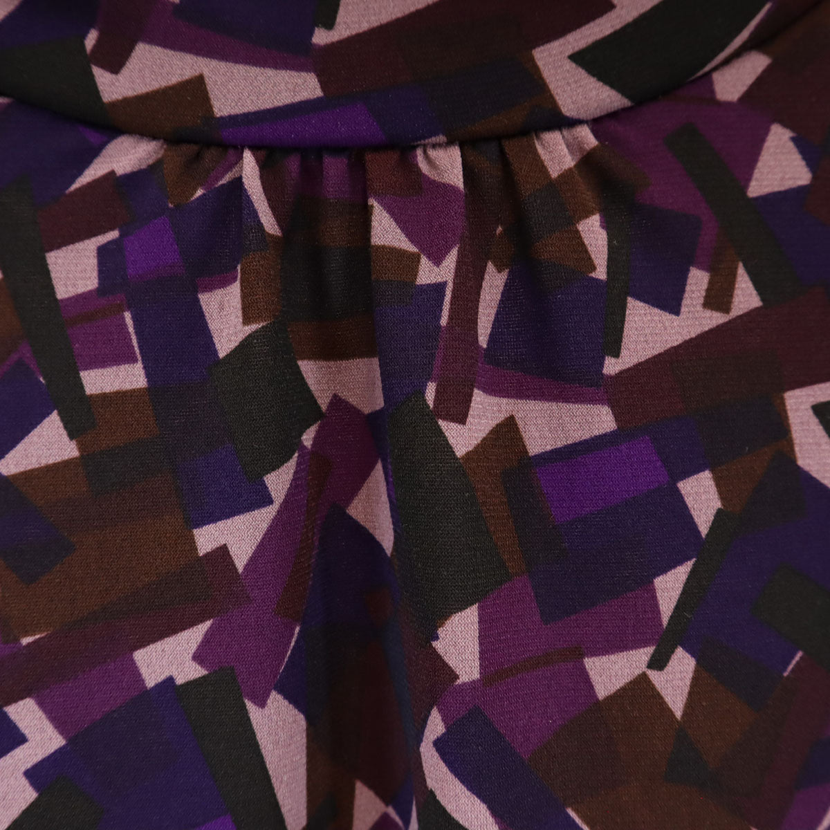 Leilian レリアン 日本製 幾何学柄 長袖 タートルネック カットソー 13 パープル レディース