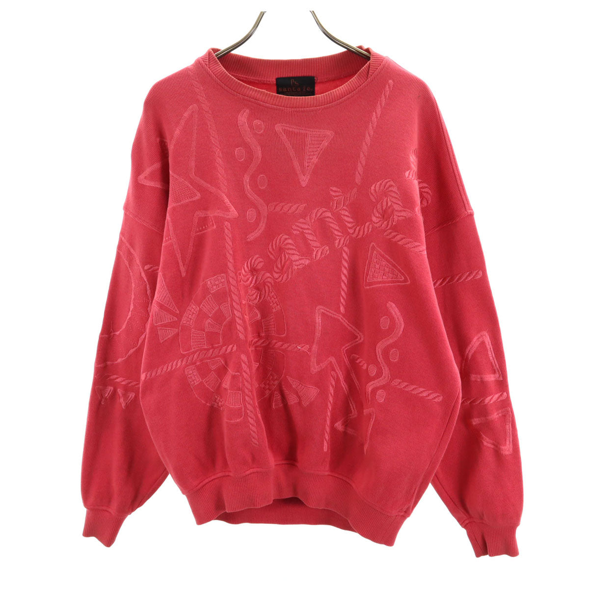 santa fe サンタフェ 90s 日本製 オールド 長袖 デザイン刺繍 スウェット 3 ピンク メンズ