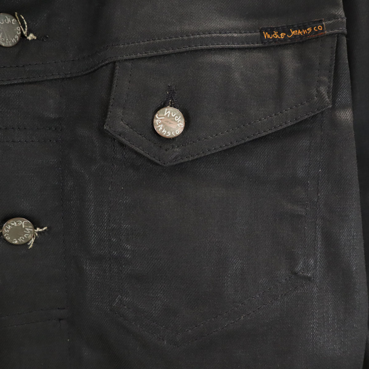 Nudie Jeans co ヌーディジーンズ イタリア製 デニムジャケット Ｌ ブラック メンズ