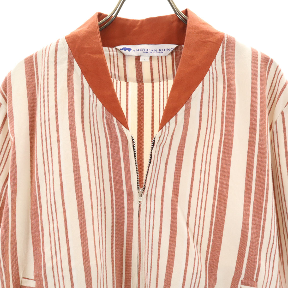 AMERICAN RHINO コットンジャケット L オレンジ×ホワイト レディース