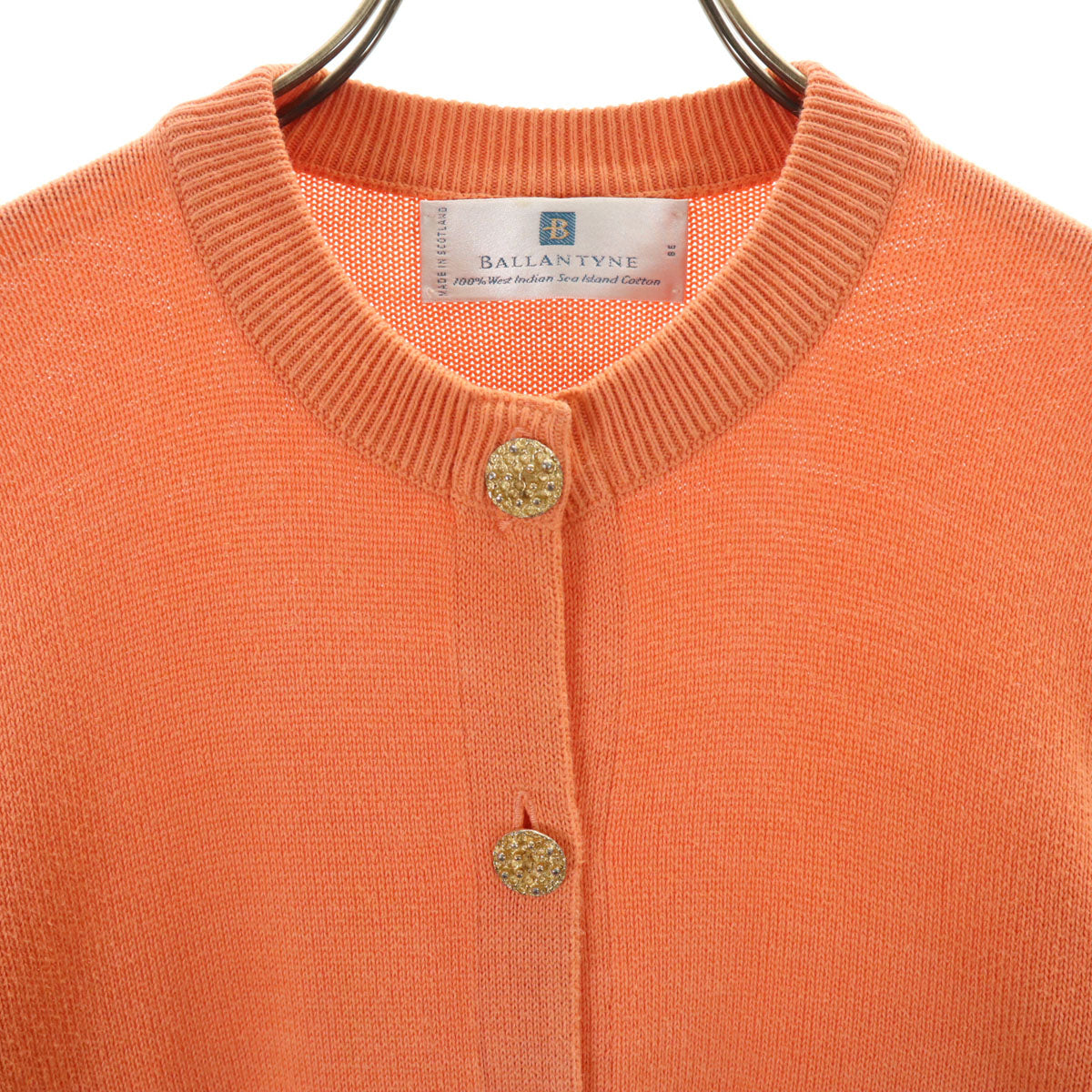 BALLANTYNE バランタイン スコットランド製 長袖 ニットカーディガン 38 オレンジ系 レディース