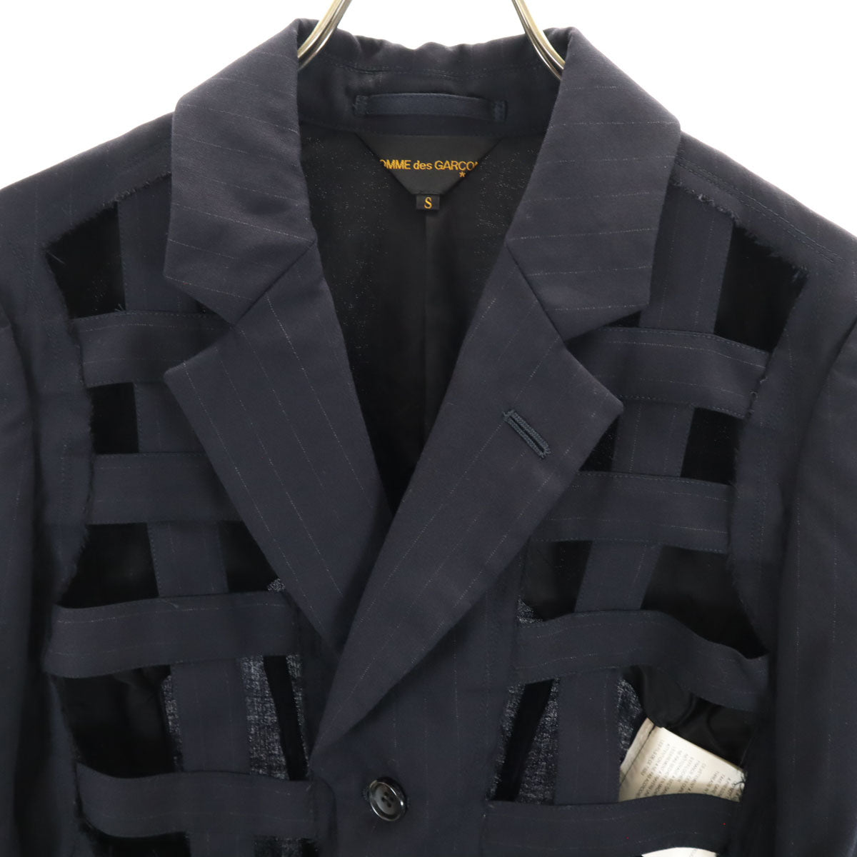 COMME des GARCONS コムデギャルソン 2011年 日本製 ウールブレンド ピンストライプ ハーネス ジャケット S ネイビー メンズ