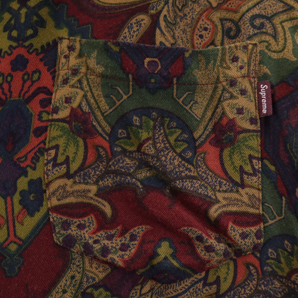 Supreme シュプリーム 15AW ペイズリー柄 長袖 オープンカラーシャツ M バーガンディ メンズ