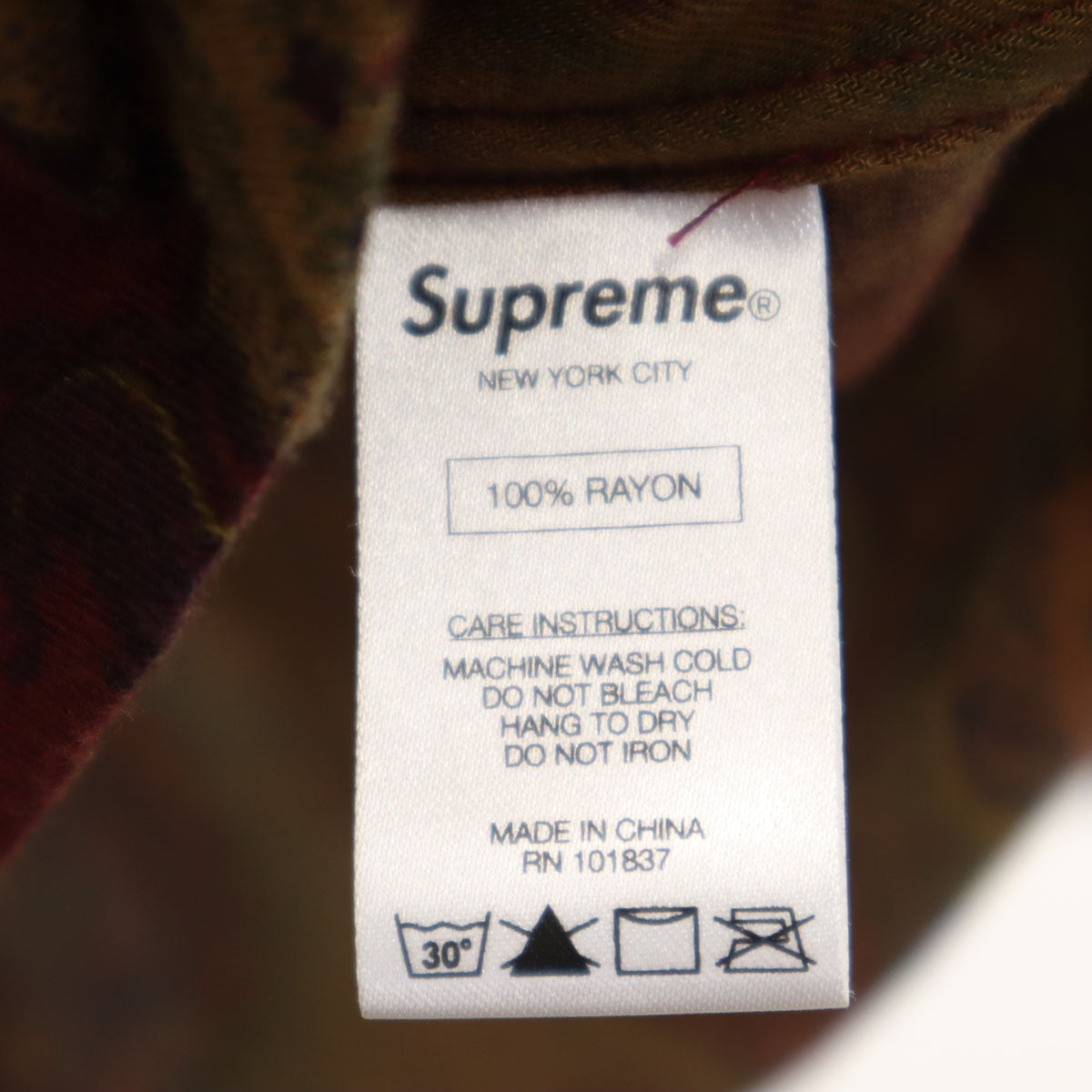 Supreme シュプリーム 15AW ペイズリー柄 長袖 オープンカラーシャツ M バーガンディ メンズ