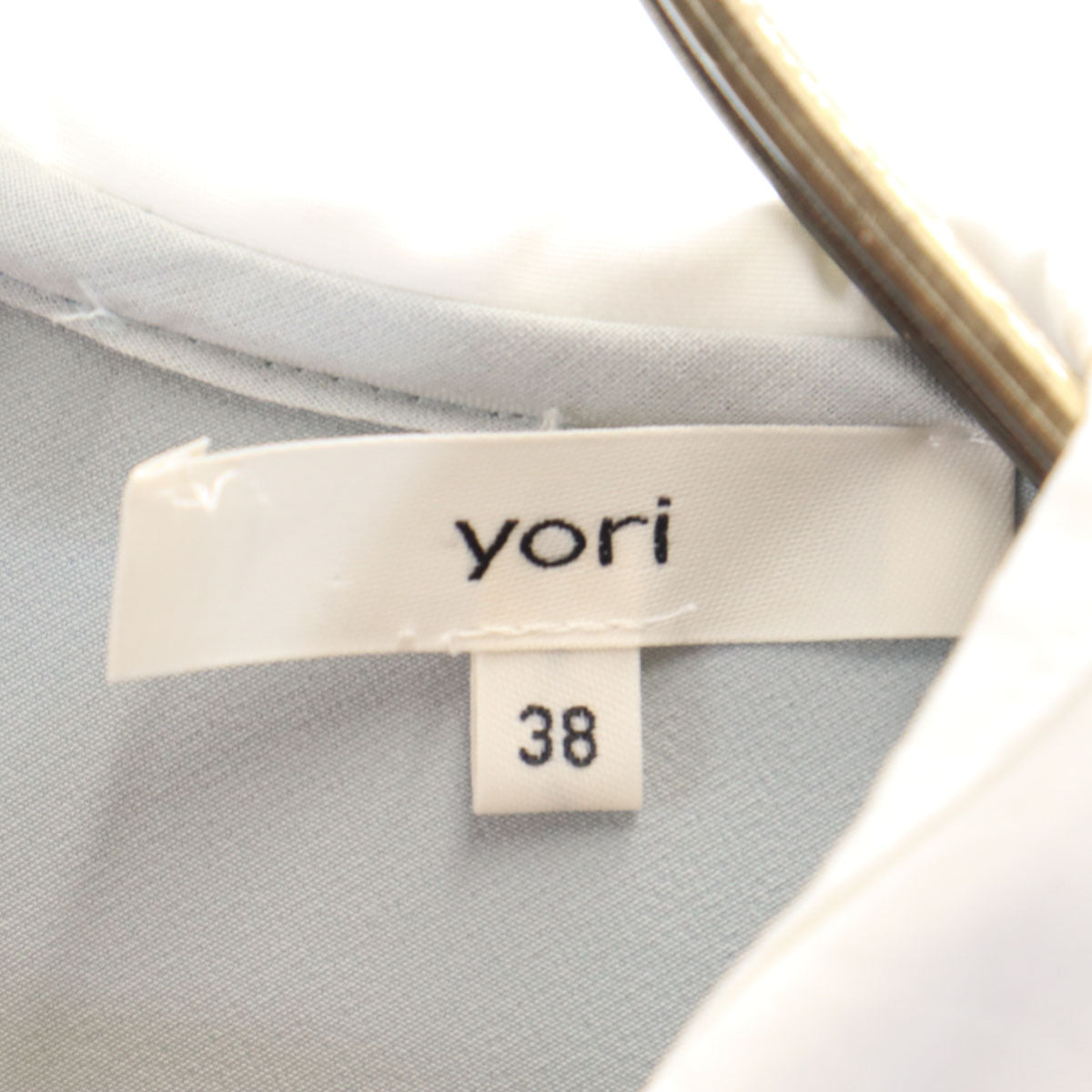 yori ヨリ 22AW 日本製 長袖 ワイドカラーストレッチ ブラウス 38 ライトブルー レディース