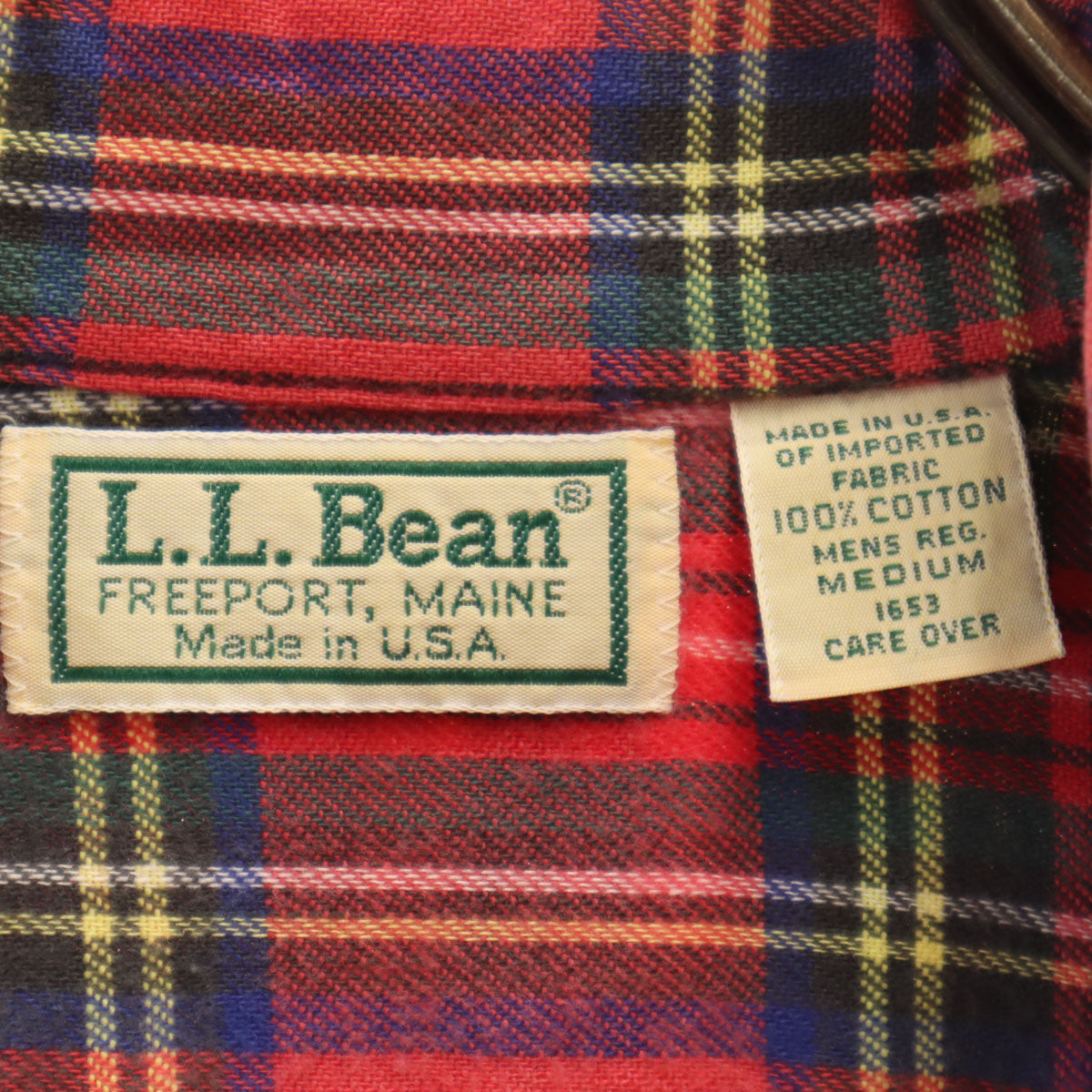 L.L.Bean エルエルビーン 80s ヴィンテージ USA製 チェック柄 長袖 ネルシャツ コットンシャツ M レッド メンズ