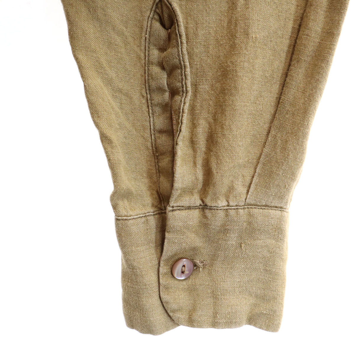 Needles ニードルス 日本製 猫目ボタン 長袖 リネンシャツ M ベージュ メンズ