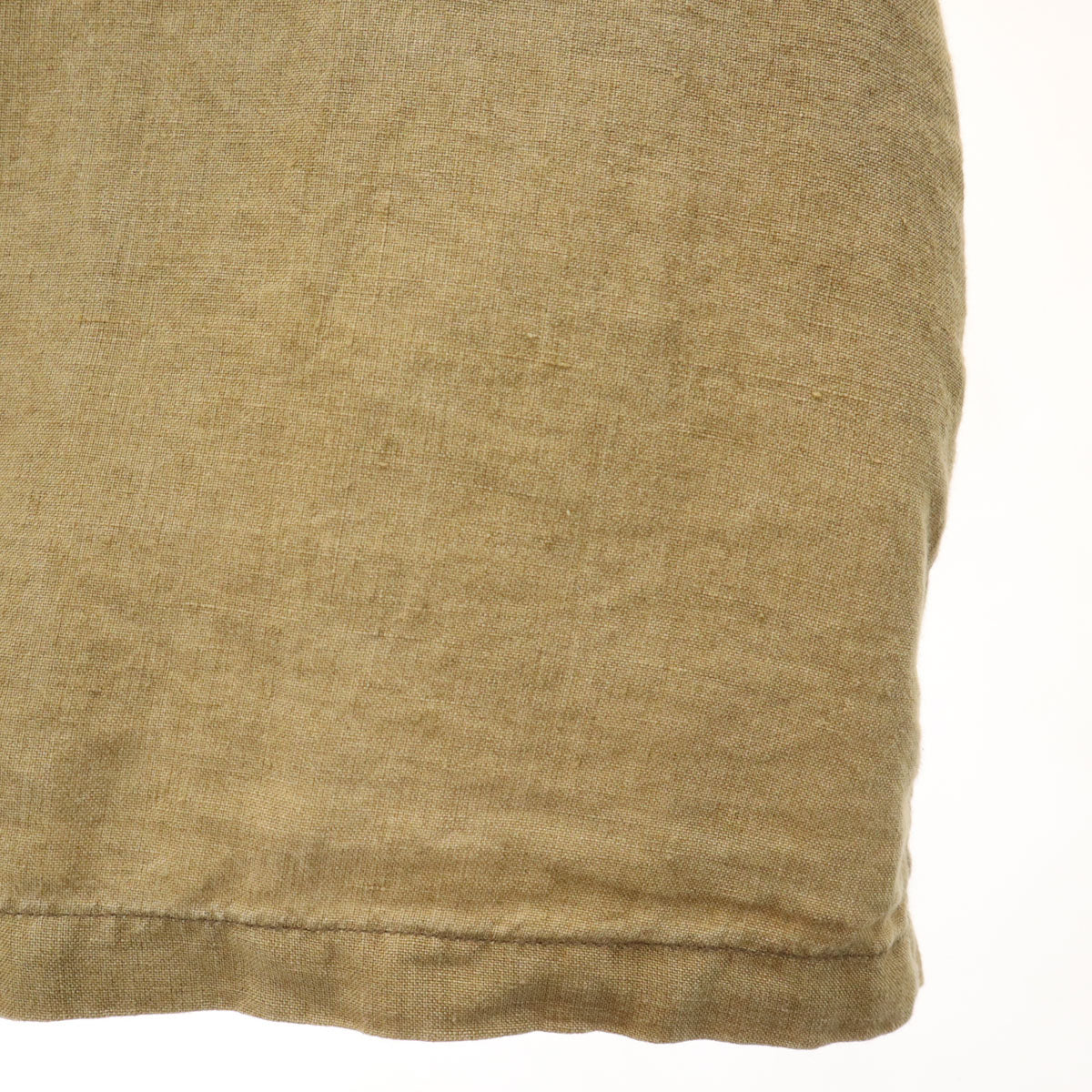 Needles ニードルス 日本製 猫目ボタン 長袖 リネンシャツ M ベージュ メンズ