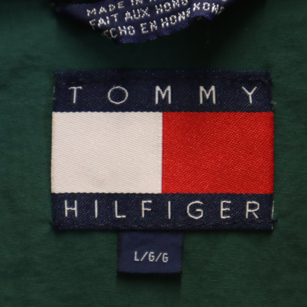 TOMMY HILFIGER トミーヒルフィガー 90s オールド フラッグタグ ナイロンジャケット L グリーン フード付き メンズ