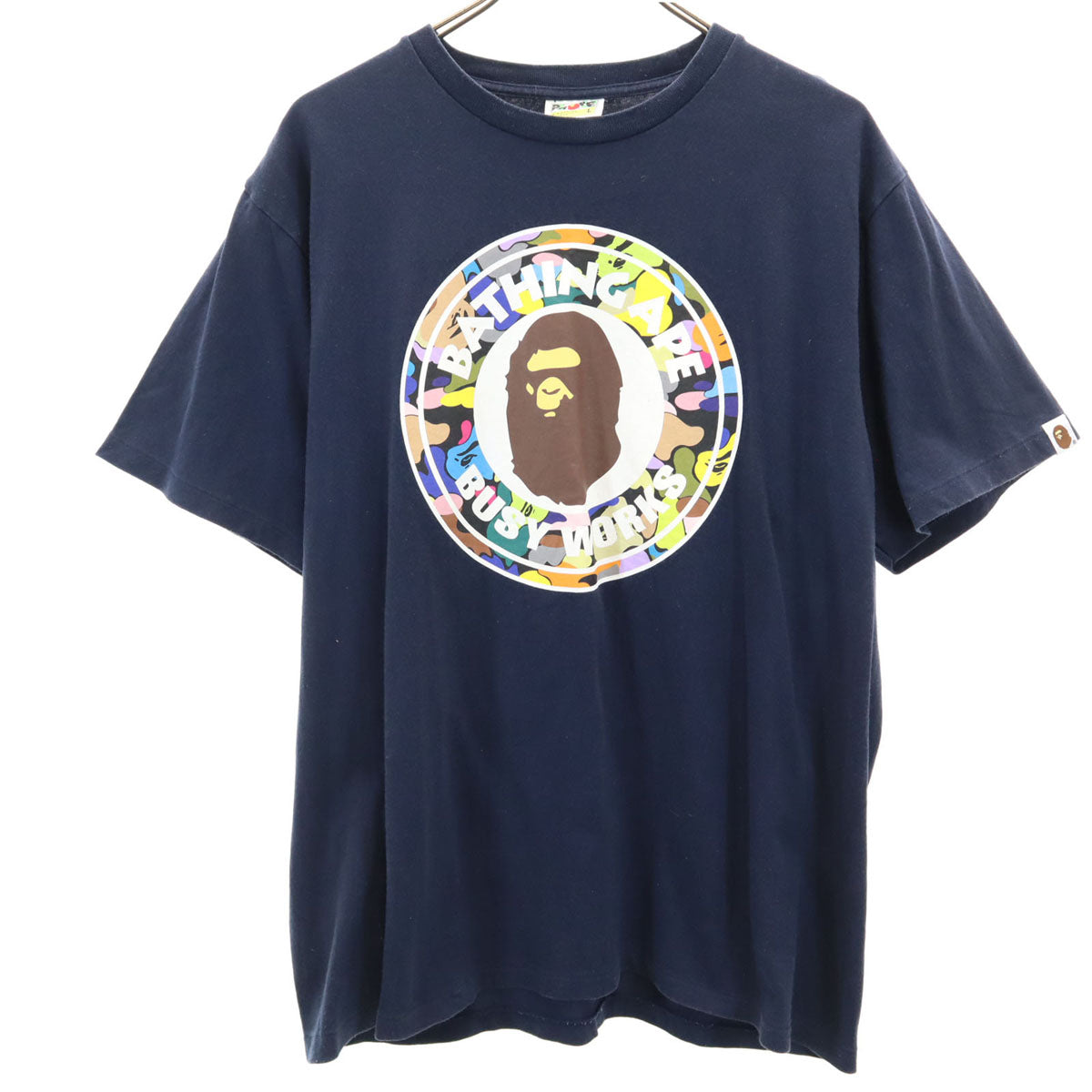 BAPE ベイプ 半袖 シングルステッチ プリント Tシャツ L ブルー メンズ
