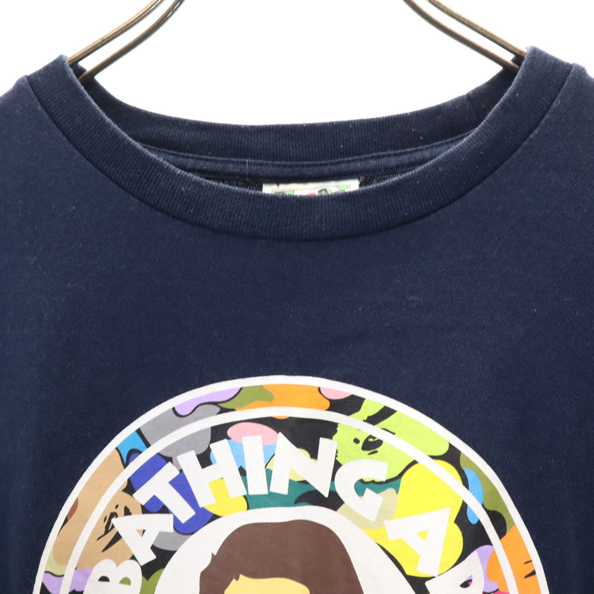 BAPE ベイプ 半袖 シングルステッチ プリント Tシャツ L ブルー メンズ