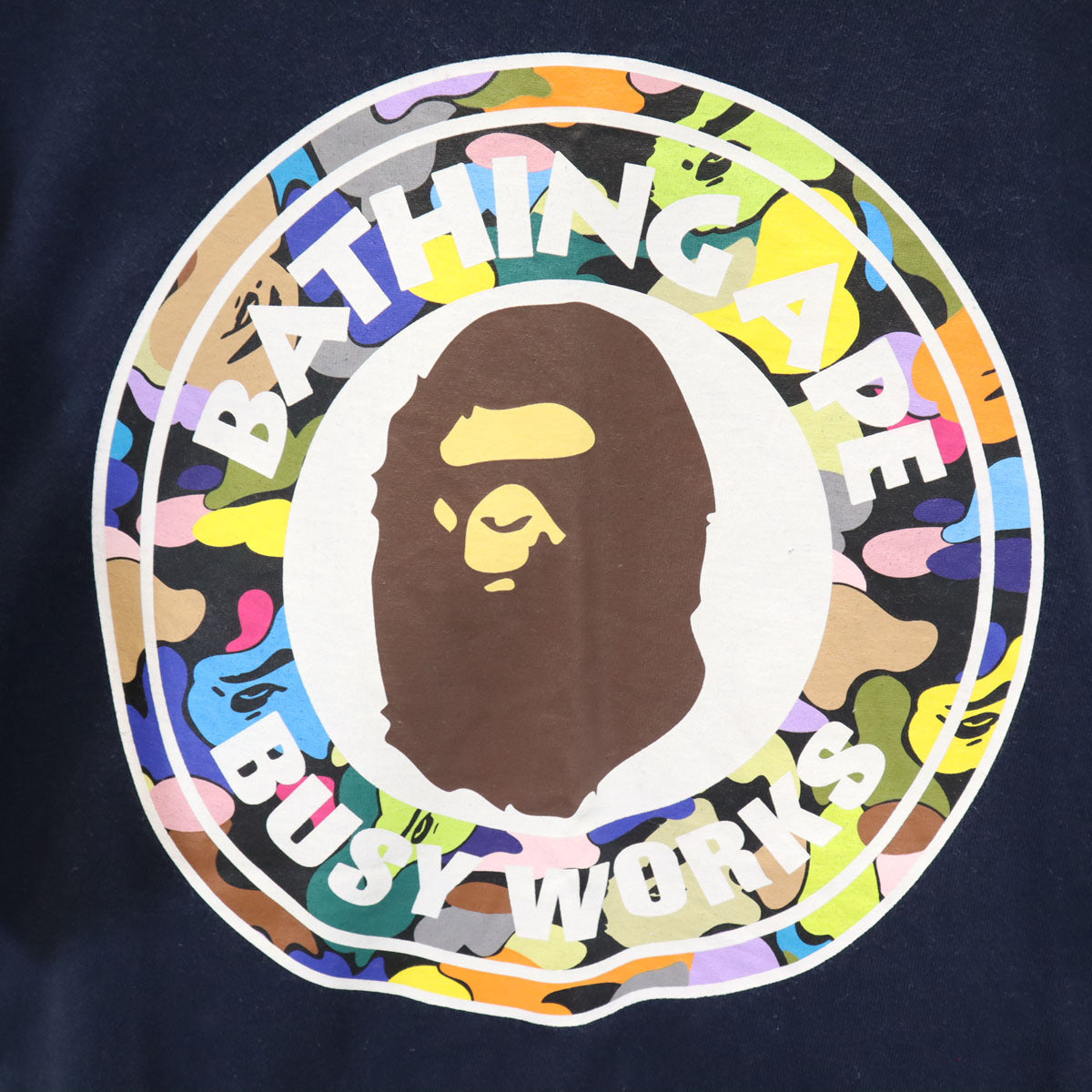 BAPE ベイプ 半袖 シングルステッチ プリント Tシャツ L ブルー メンズ