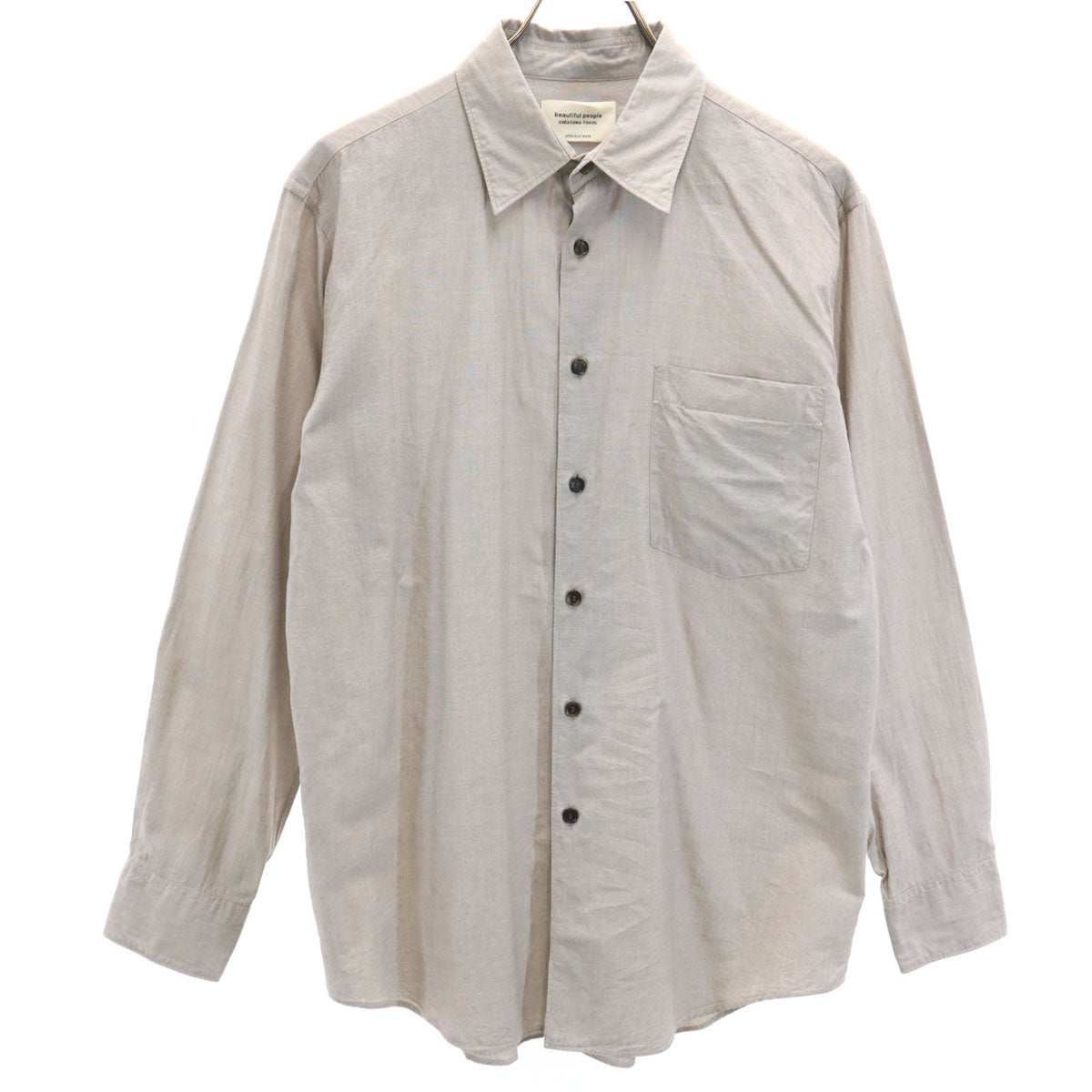 beautiful people ビューティフルピープル シルクブレンド 長袖 シャツ 40 グレー メンズ