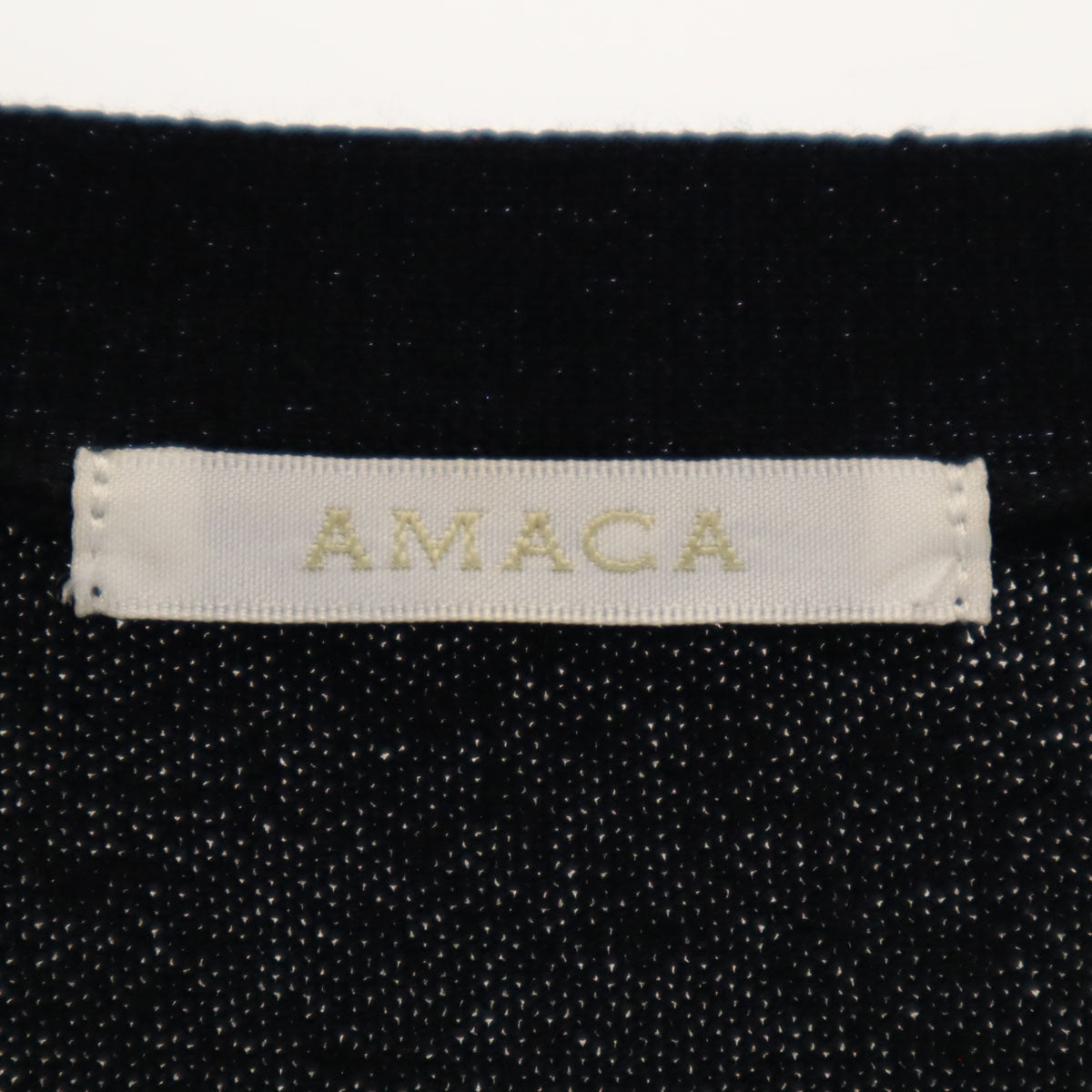 AMACA アマカ 日本製 長袖 Vネック ニットカーディガン 38 ネイビー レディース