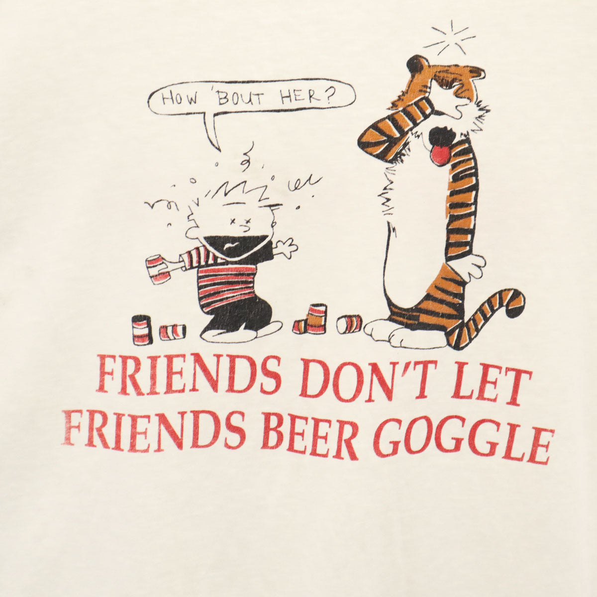 Hanes ヘインズ 80s 90s オールド USA製 漫画 半袖 シングルステッチ コミック Tシャツ XL ホワイト カルビンとボッブス メンズ