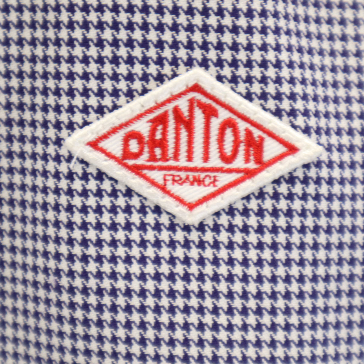 Danton ダントン フランス製 ハウンドトゥース柄 丸襟 ダブルブレスト ジャケット 36 ネイビー 千鳥格子 メンズ