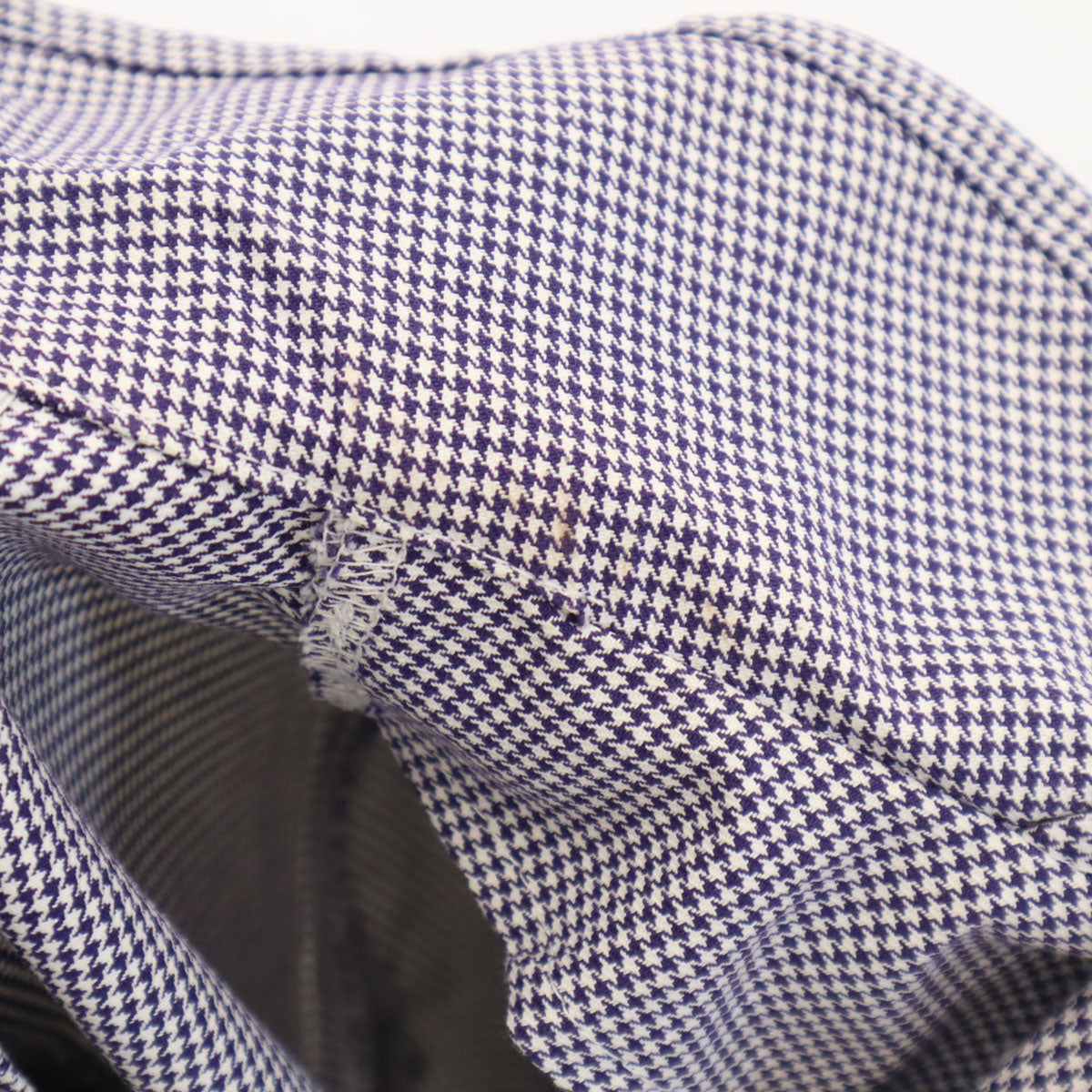 Danton ダントン フランス製 ハウンドトゥース柄 丸襟 ダブルブレスト ジャケット 36 ネイビー 千鳥格子 メンズ