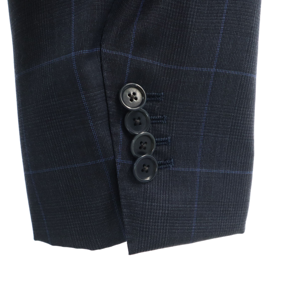 BEAMS F ビームスエフ 日本製 ウール100％ チェック柄 テーラードジャケット 95 ネイビー系 メンズ
