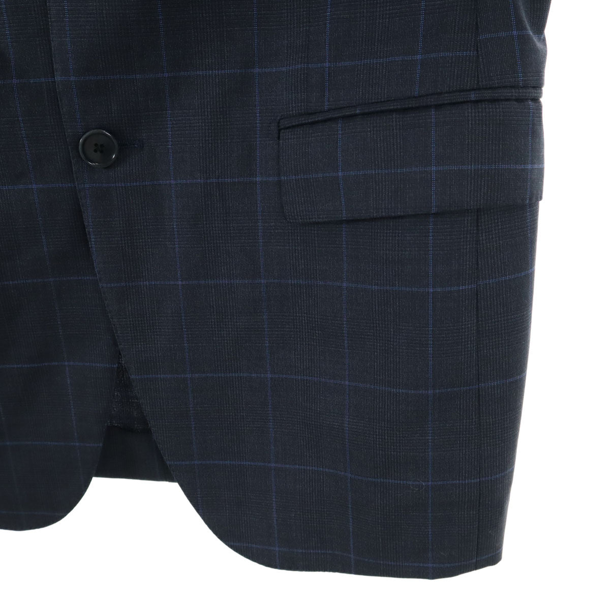 BEAMS F ビームスエフ 日本製 ウール100％ チェック柄 テーラードジャケット 95 ネイビー系 メンズ