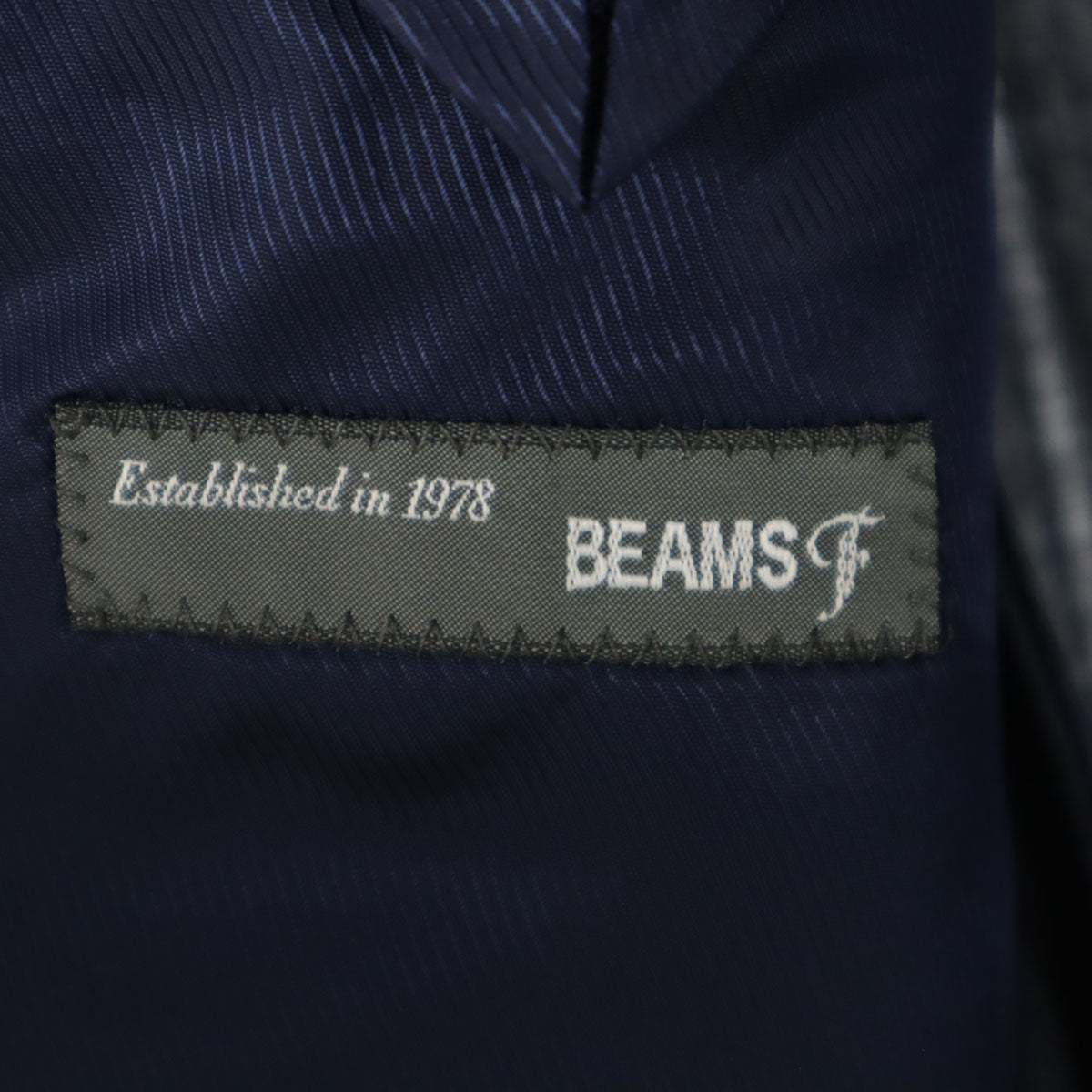 BEAMS F ビームスエフ 日本製 ウール100％ チェック柄 テーラードジャケット 95 ネイビー系 メンズ