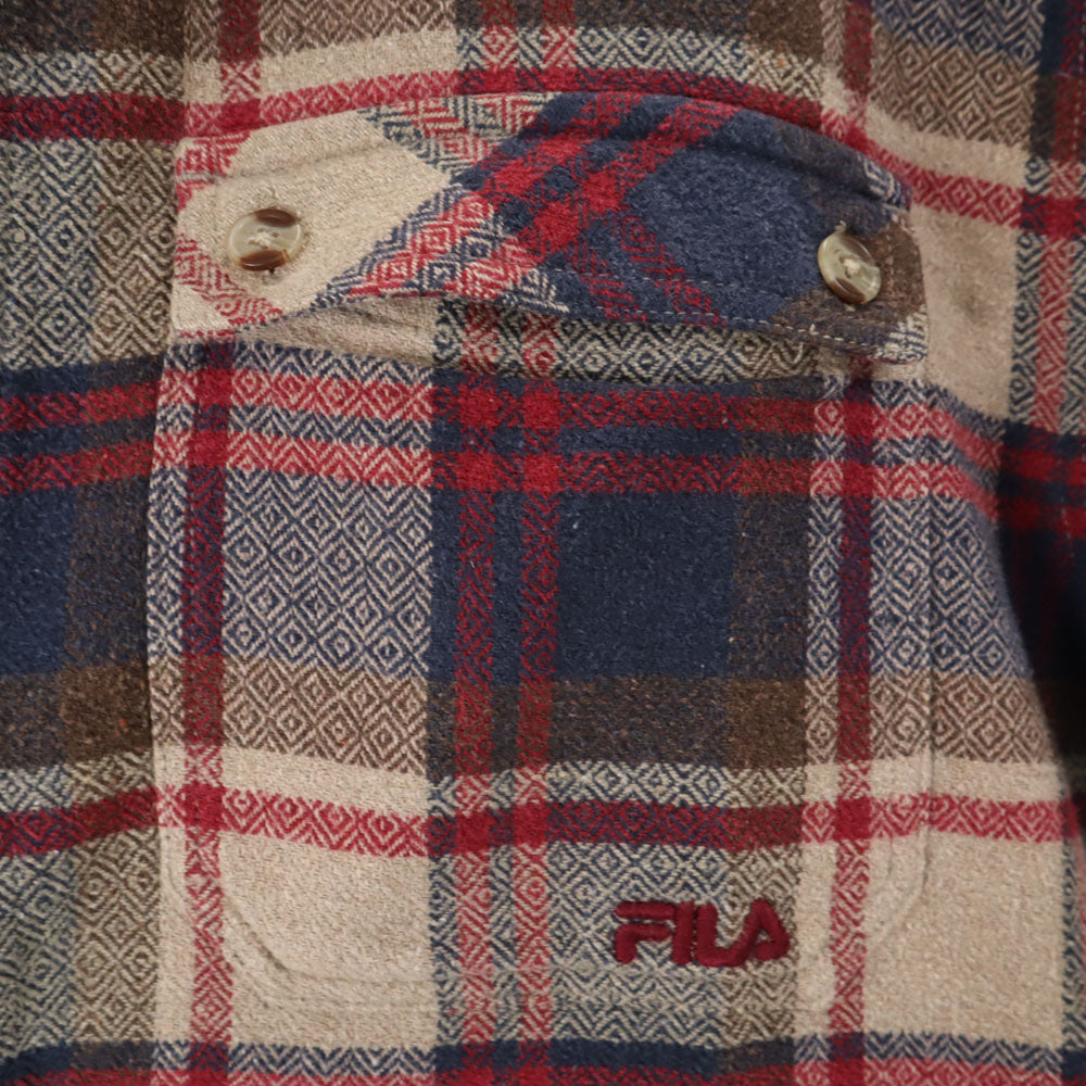 FILA フィラ オールド チェック柄 長袖 ネルシャツ L ベージュ 他 メンズ