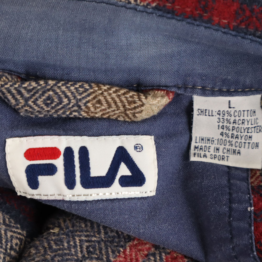 FILA フィラ オールド チェック柄 長袖 ネルシャツ L ベージュ 他 メンズ