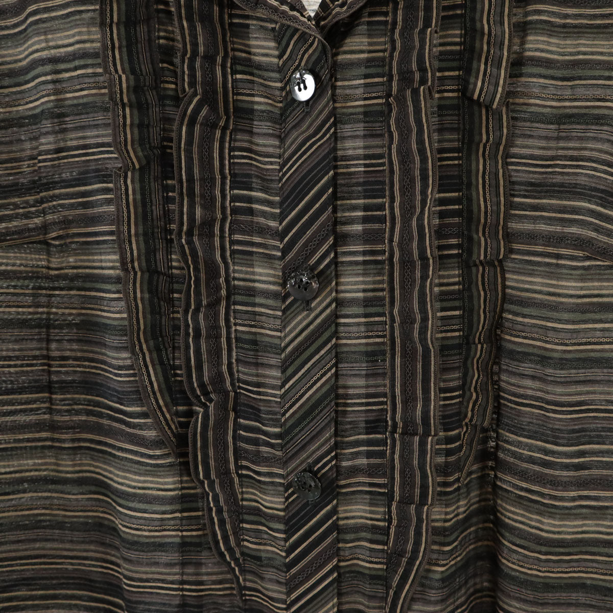 Leilian レリアン 日本製 ボーダー柄 5分袖 チュニック 9 グレー系 シャツ レディース