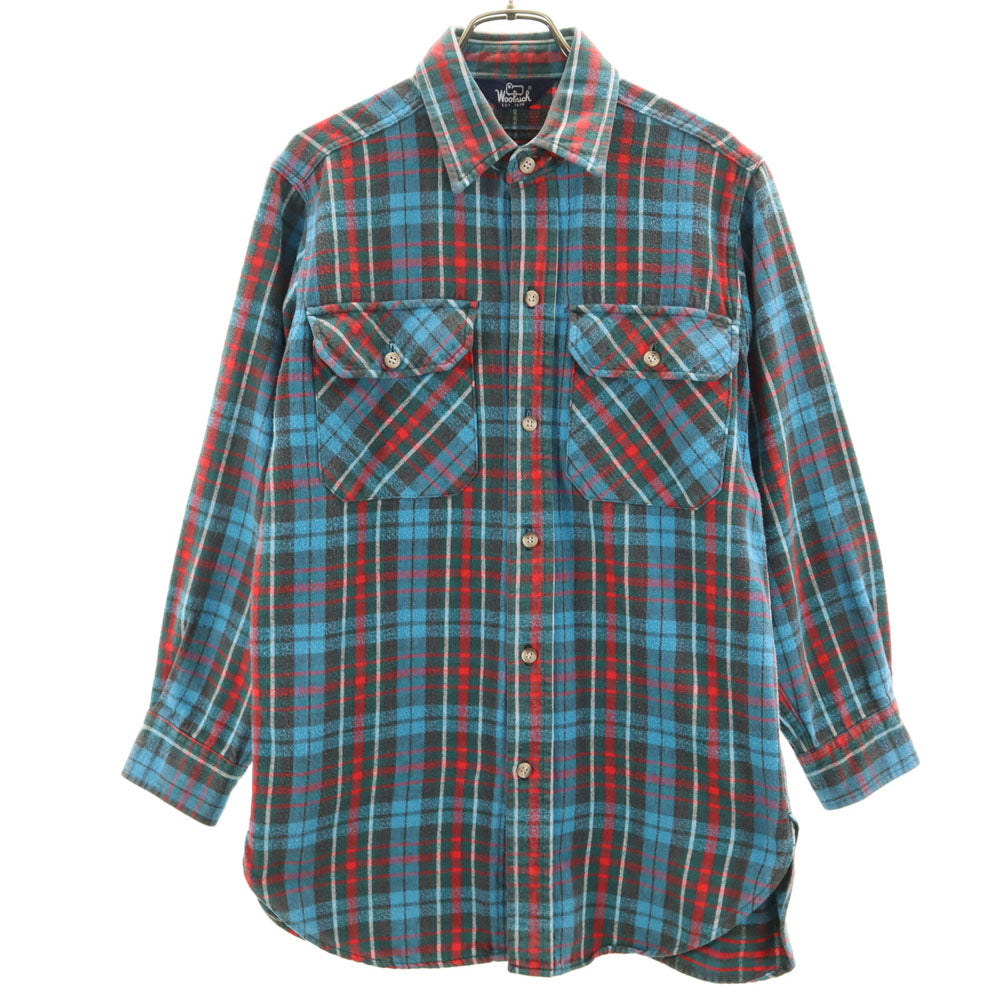 WOOLRICH ウールリッチ 80s 紺タグ ヴィンテージ チェック柄 長袖 ネルシャツ 水色 他 メンズ