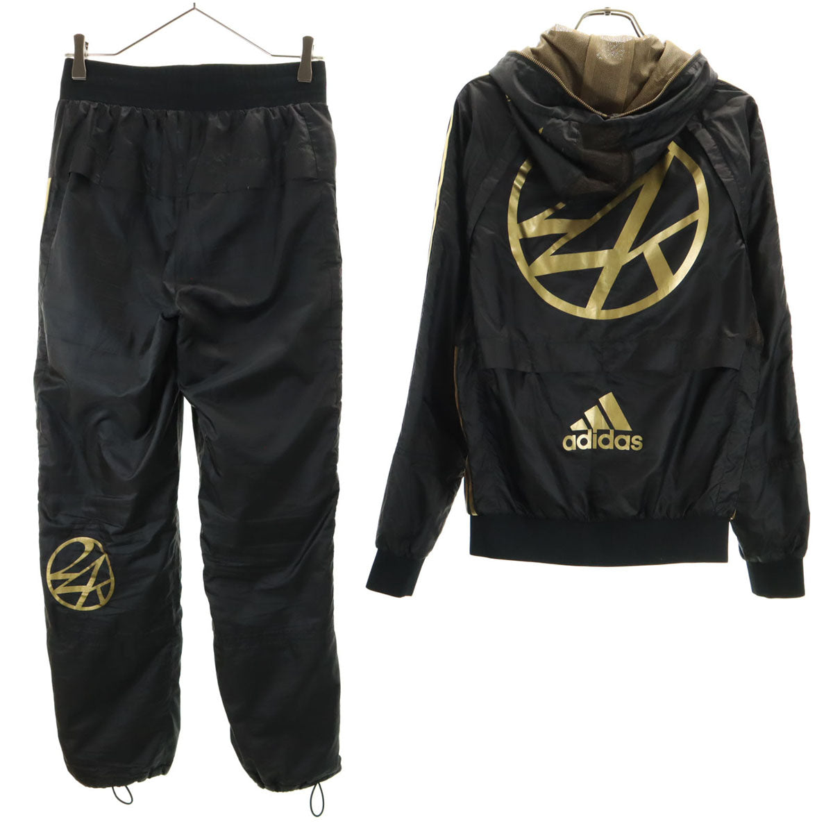 adidas アディダス 24karats トゥエンティーフォーカラッツ コラボ 2WAY トラックジャケット 上下 セットアップ 2XS ブラック ジャージ 3ライン メンズ