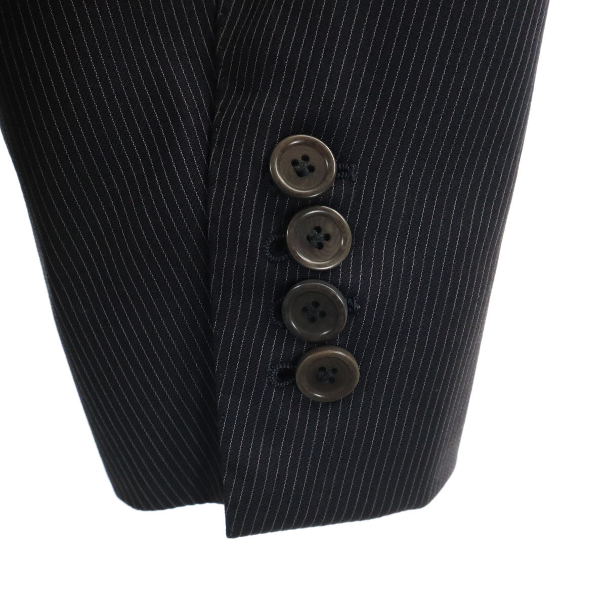 SHIPS シップス ストライプ サイドベンツ テーラードジャケット 48 ブラック系 肩パッド メンズ