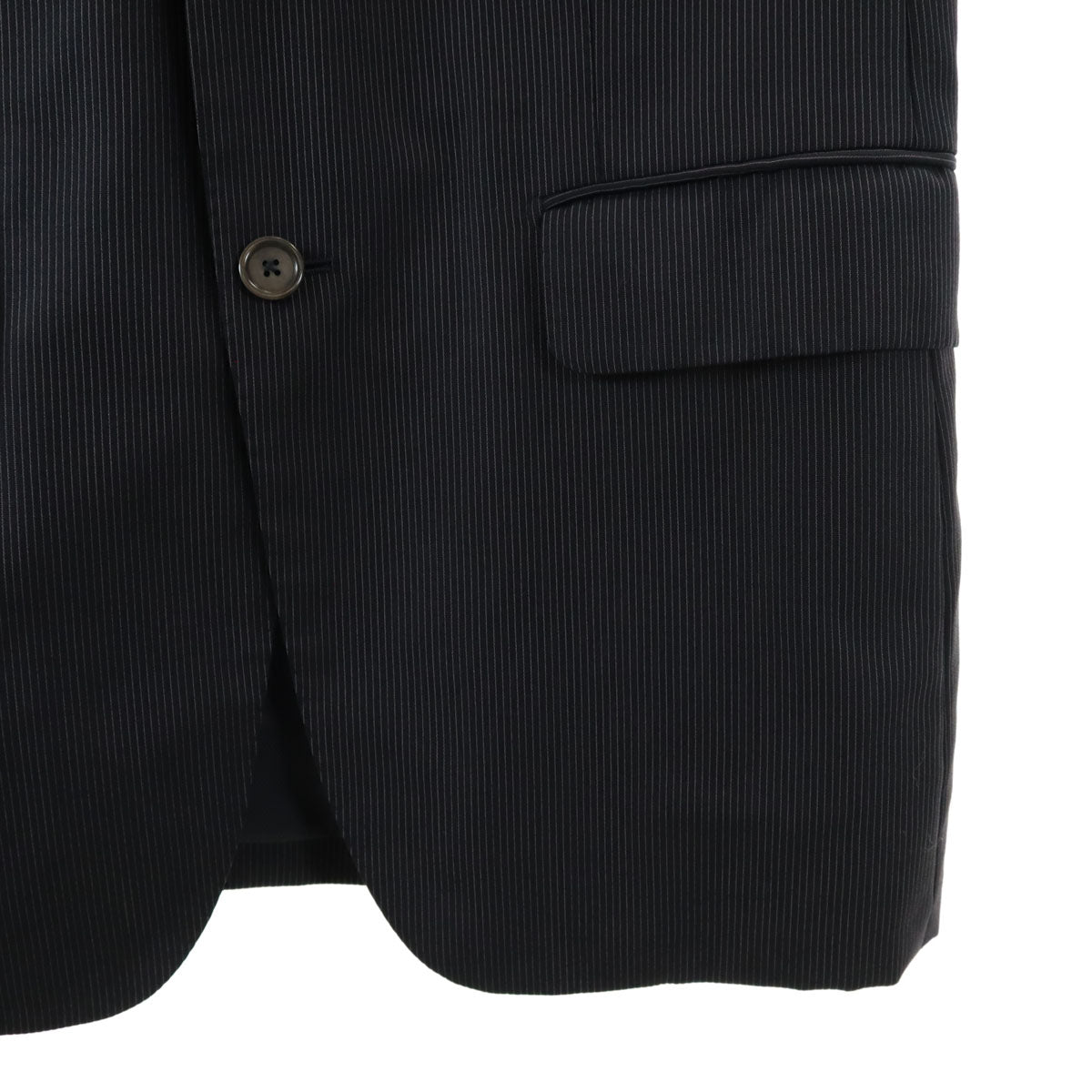 SHIPS シップス ストライプ サイドベンツ テーラードジャケット 48 ブラック系 肩パッド メンズ